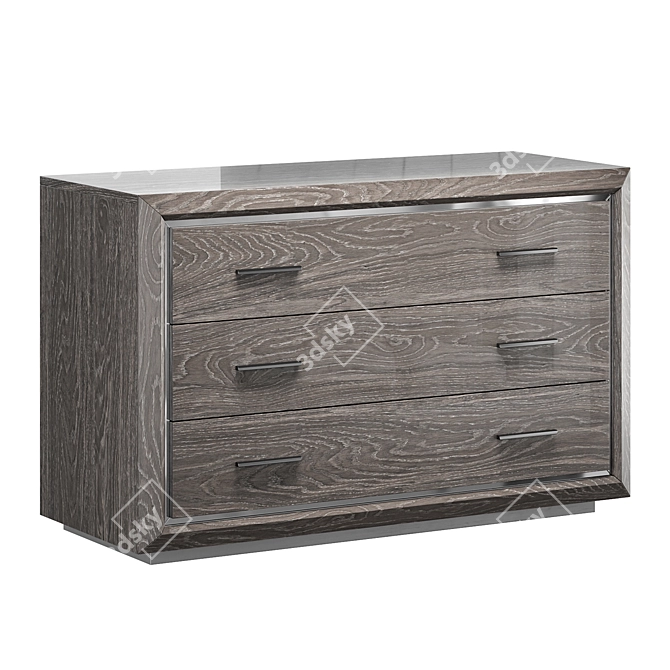 Elite Silver 3-Drawer Chest: Stylish Storage Solution 3D model image 1