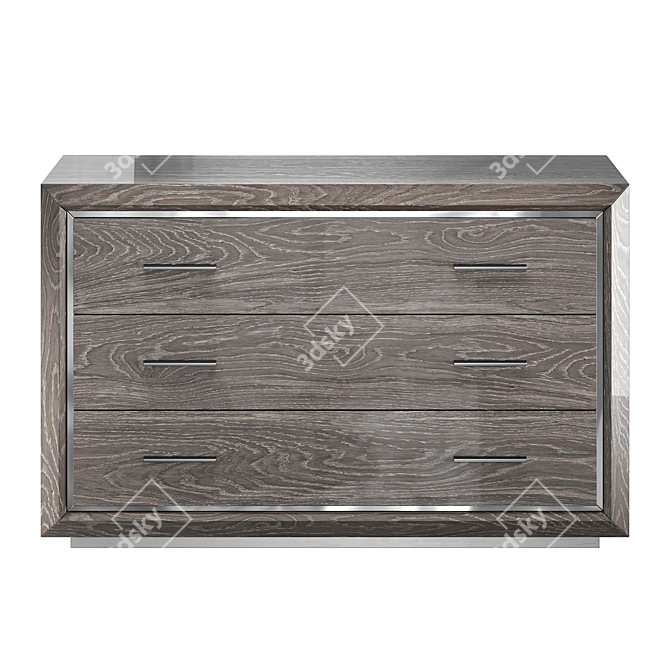 Elite Silver 3-Drawer Chest: Stylish Storage Solution 3D model image 2