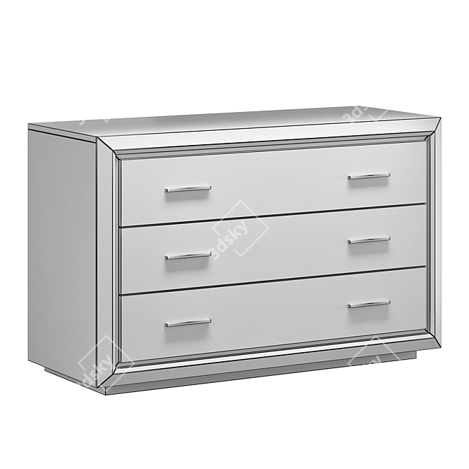 Elite Silver 3-Drawer Chest: Stylish Storage Solution 3D model image 3