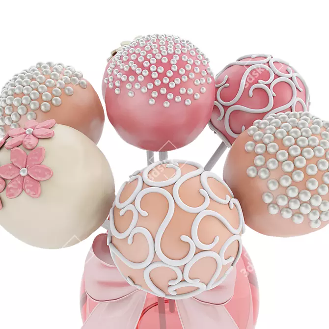 Delicious Cake Pops in Vase 3D model image 3