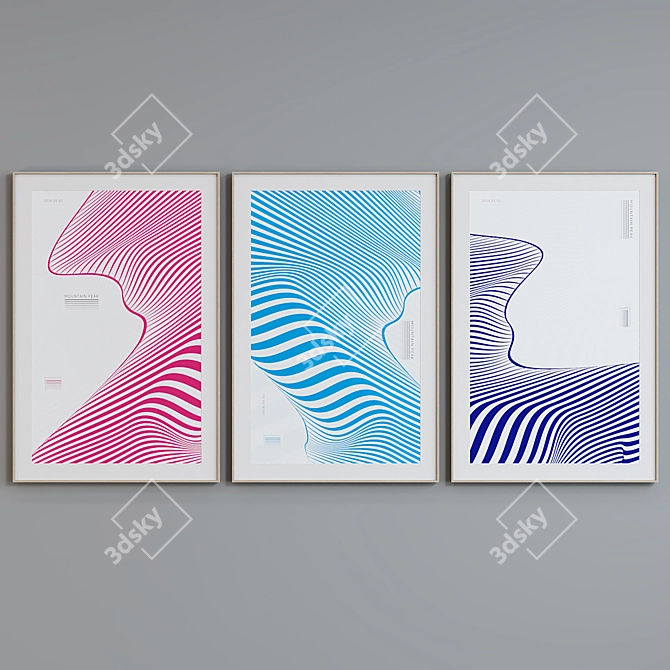 Wave Line Picture Frame Set 3D model image 2