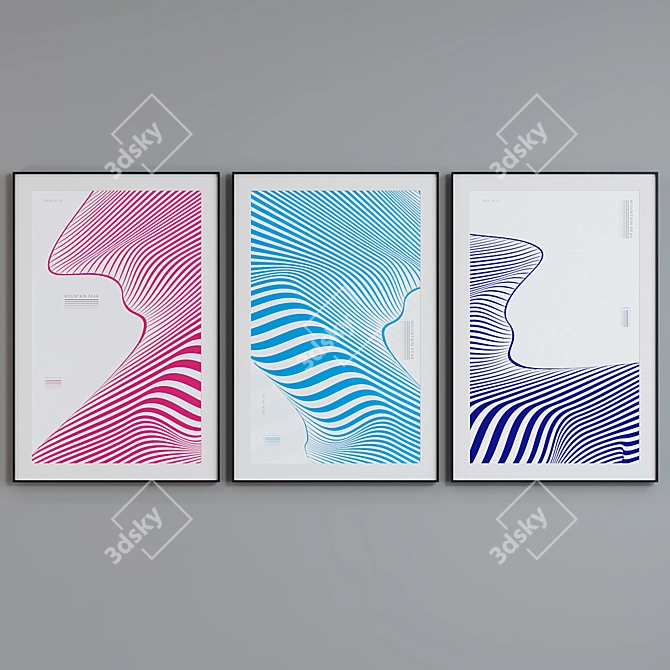 Wave Line Picture Frame Set 3D model image 4