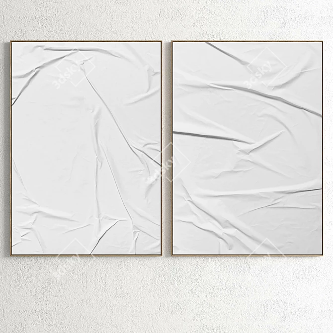  Plaster Frame Set: 2 Paintings, 5 Materials 3D model image 2