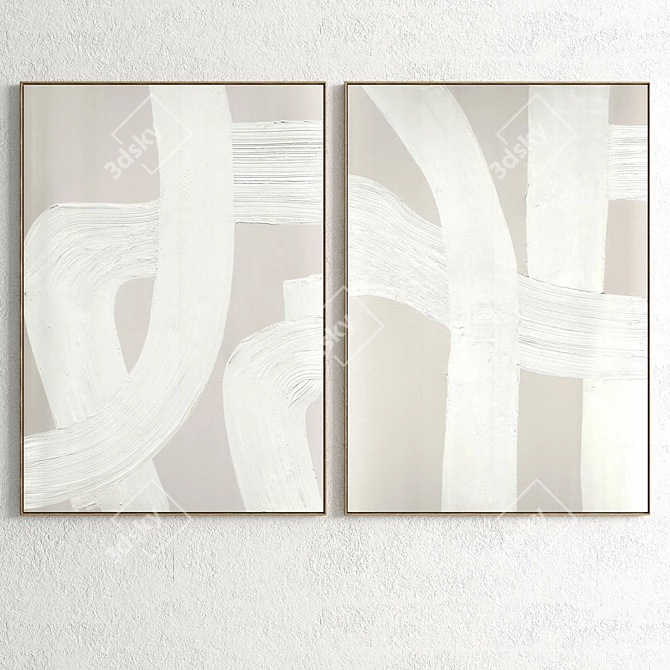 Plaster Dual Photo Frame - Set of 2 Paintings 3D model image 2