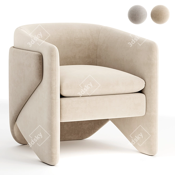 Elegant West Elm Thea Chair 3D model image 1