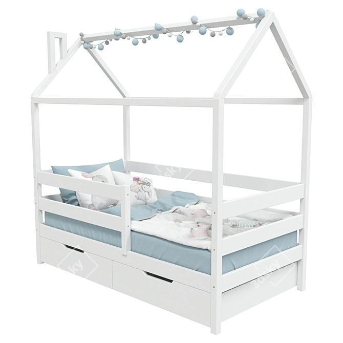 Ecodrev Blue Textile Bed-House 3D model image 1