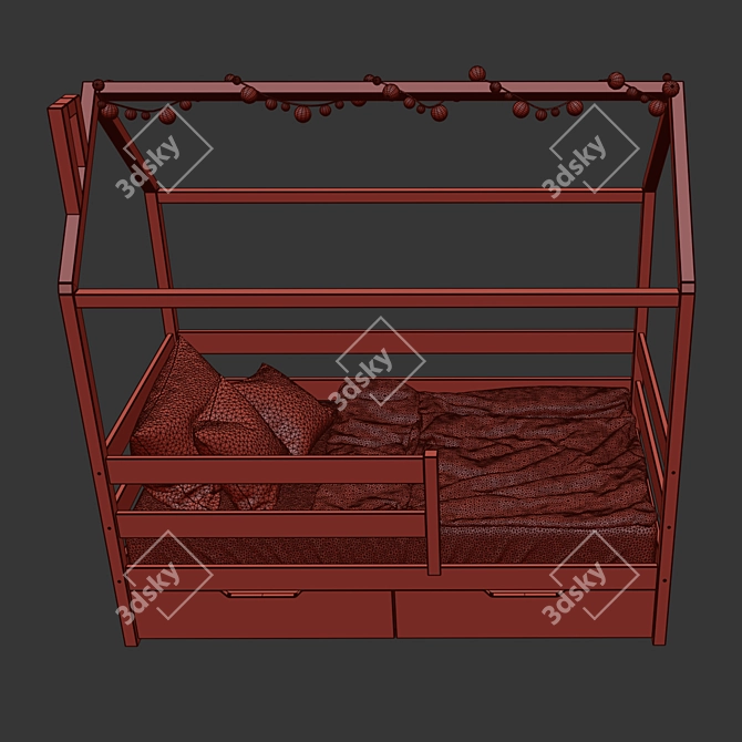 Ecodrev Blue Textile Bed-House 3D model image 4