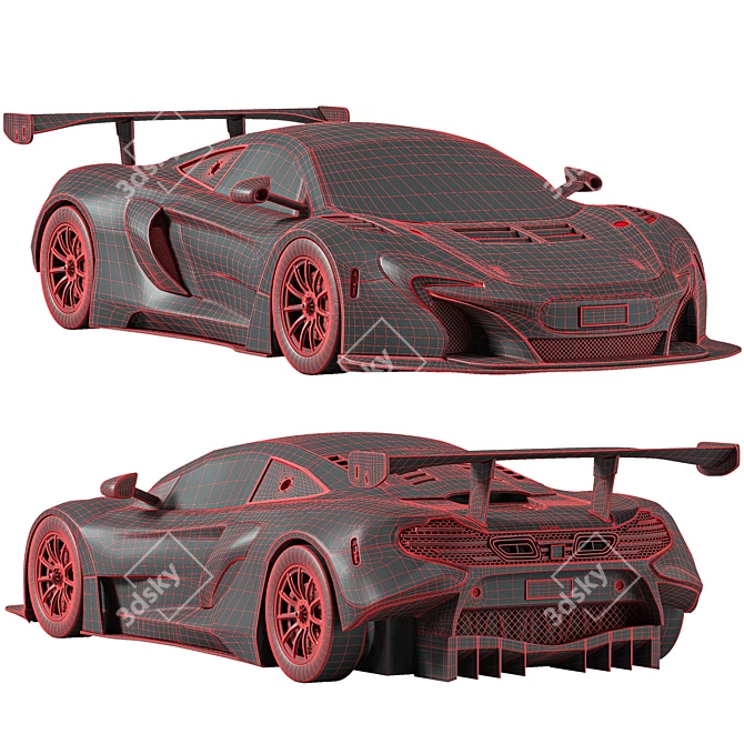 Sleek McLaren 650s Low Poly 3D model image 15