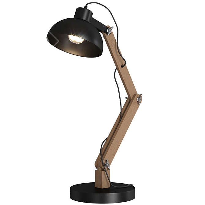 Industrial Metal Wood Table Lamp 3D model image 1
