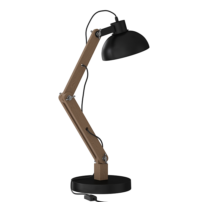 Industrial Metal Wood Table Lamp 3D model image 2