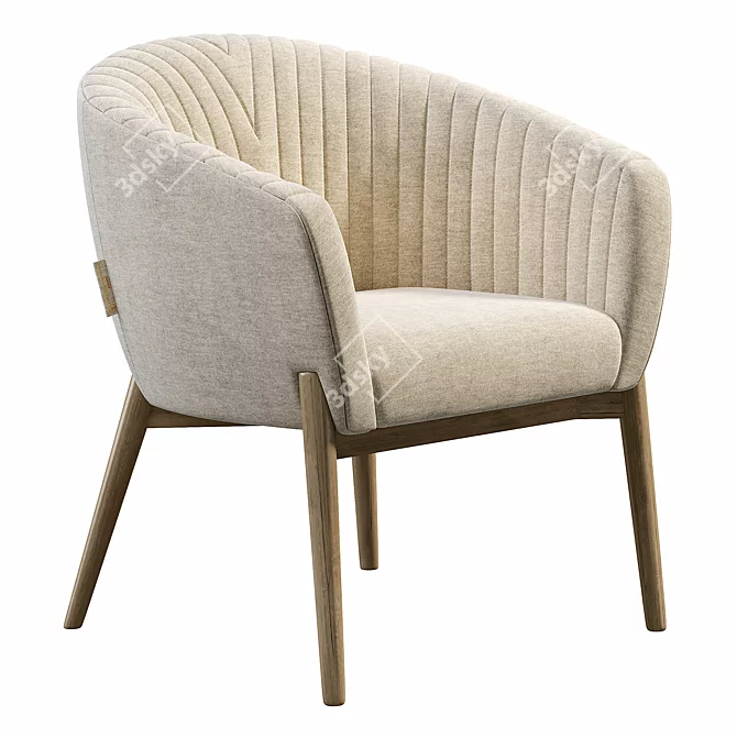 Channeled Back Upholstered Armchair 3D model image 1