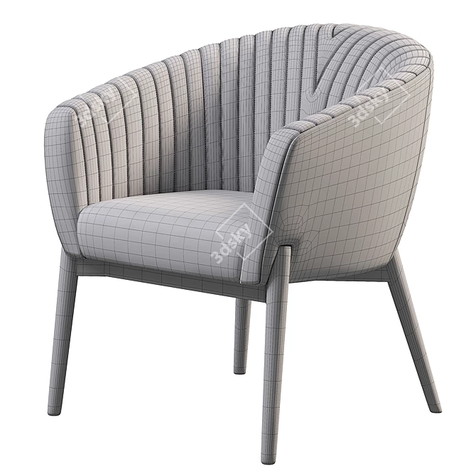 Channeled Back Upholstered Armchair 3D model image 6