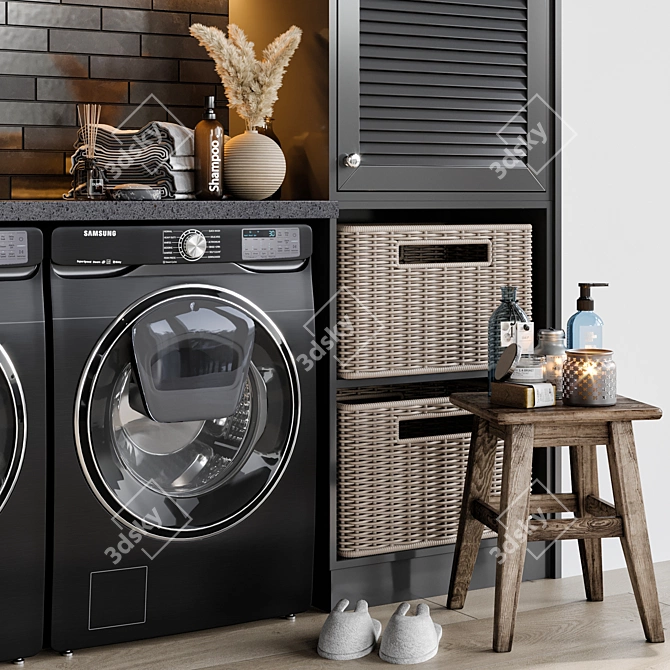 Laundry Essentials Bundle 3D model image 3