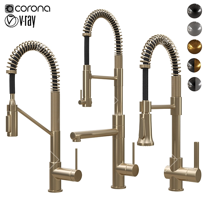  Versatile Kitchen Faucet: 5 Material Options 3D model image 1