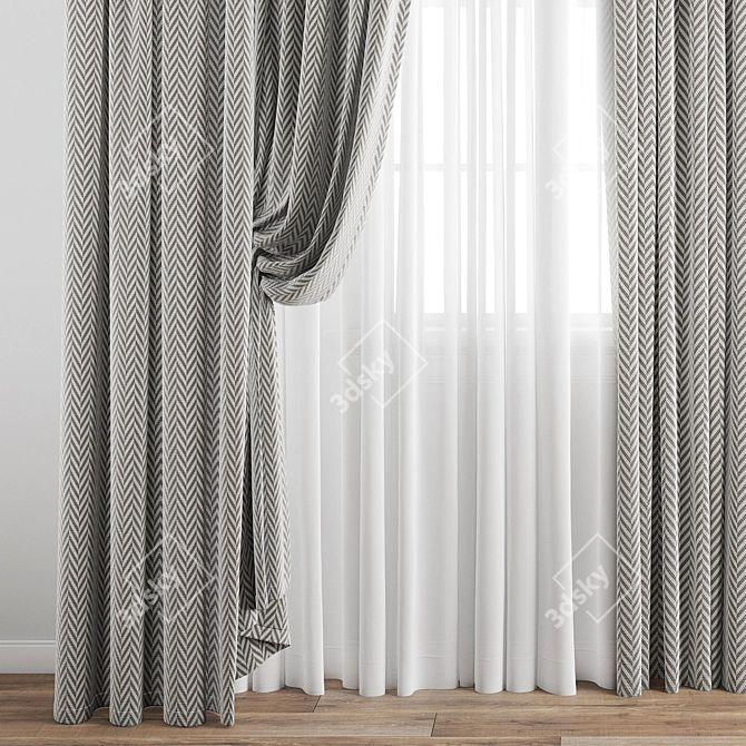 Elegant Polygonal Curtain 3D model image 2