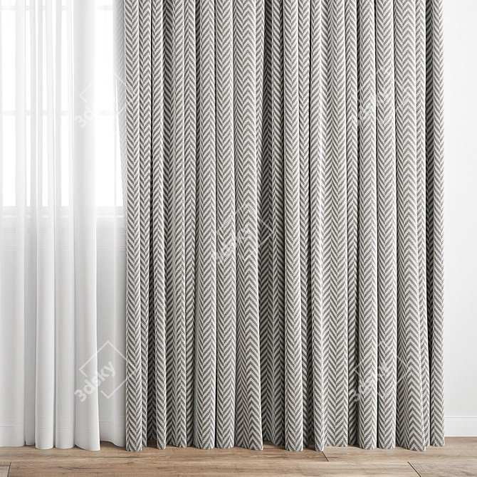 Elegant Polygonal Curtain 3D model image 3