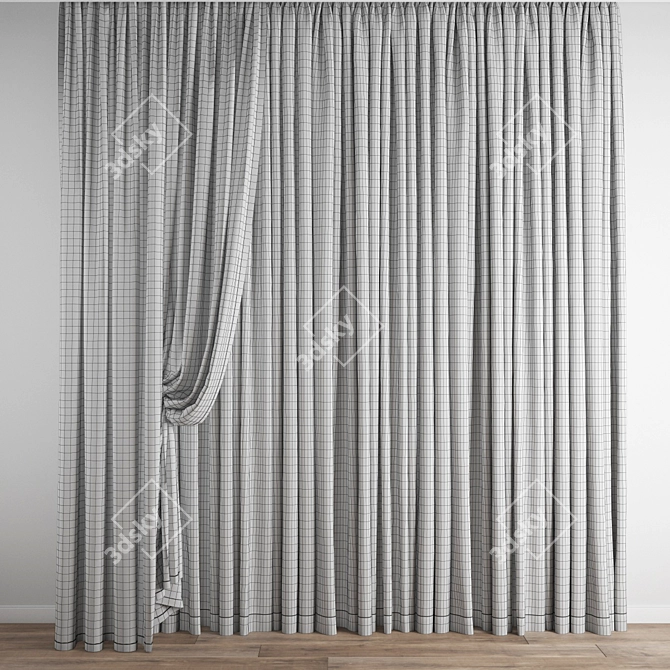 Elegant Polygonal Curtain 3D model image 4