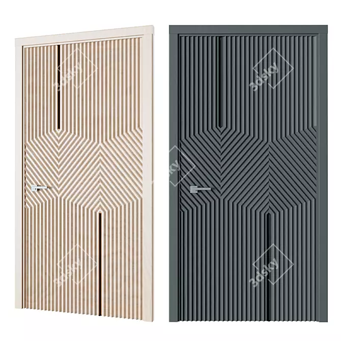 Burkovsky Modern Wooden Door with Metal Inserts 3D model image 1