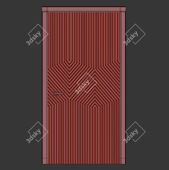 Burkovsky Modern Wooden Door with Metal Inserts 3D model image 3