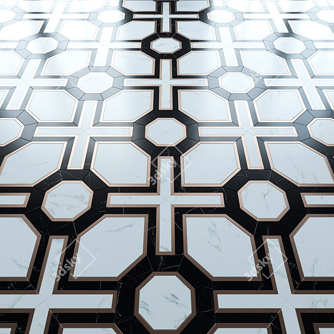 Madique Marble Floor Mosaic 3D model image 2