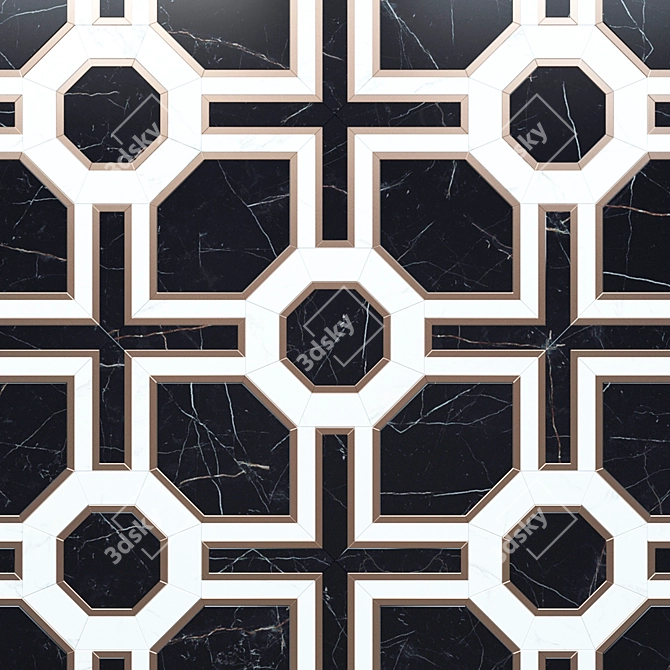 Madique Marble Floor Mosaic 3D model image 3