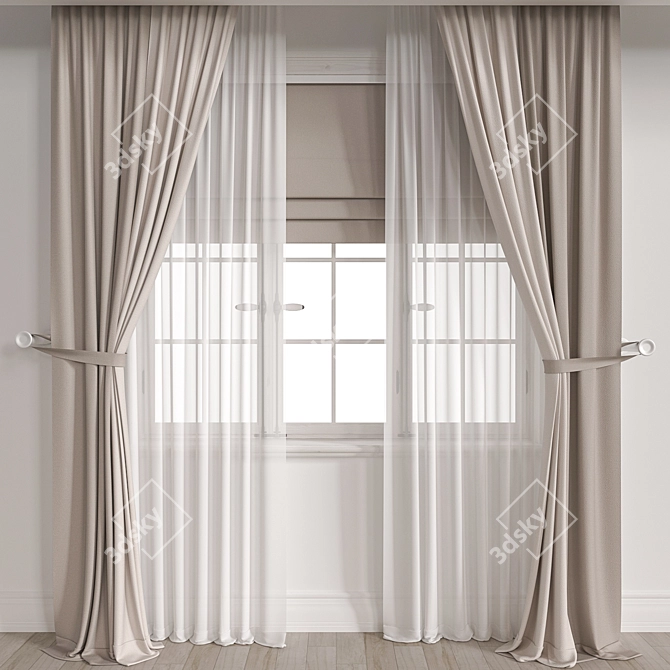 Elegant Drapery with 97048 Polys 3D model image 1