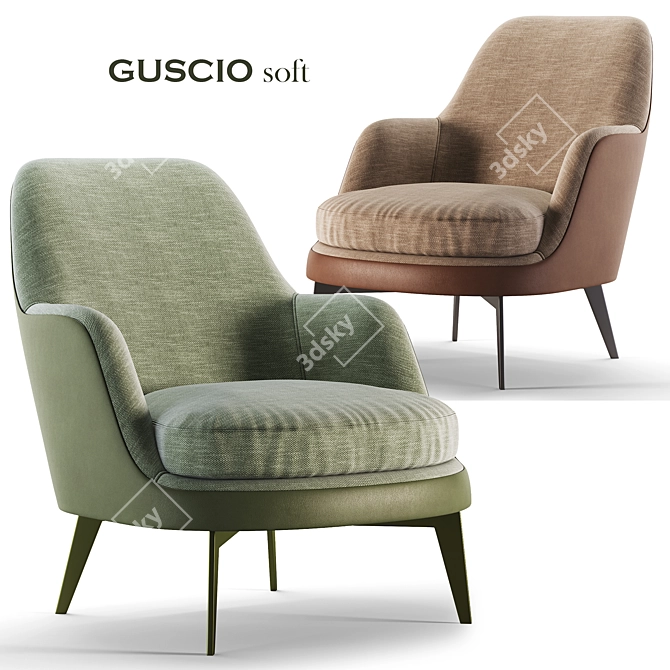 GUSCIO Armchair: Modern Comfort in Soft Design 3D model image 3