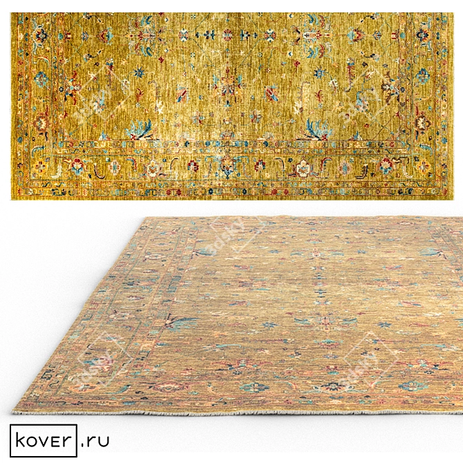 Ethnic Floral Carpet: "SULTAN R" GRN-GRN 3D model image 1