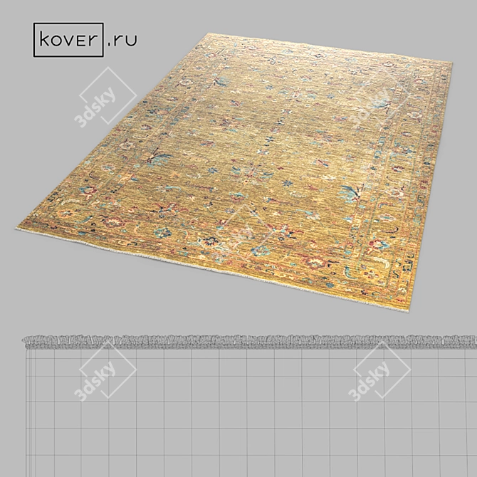 Ethnic Floral Carpet: "SULTAN R" GRN-GRN 3D model image 2