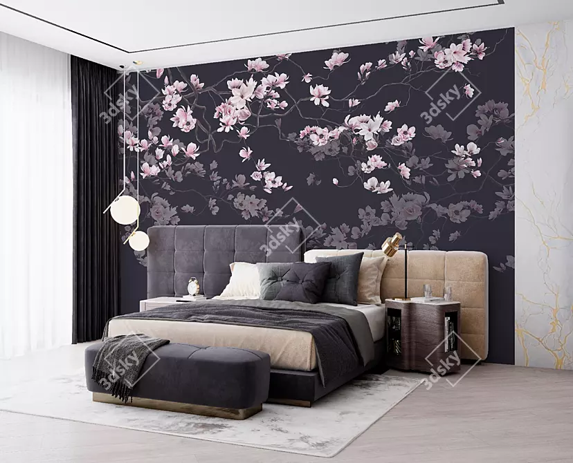 ArtFresco Botanica: Seamless Designer Wallpaper 3D model image 2