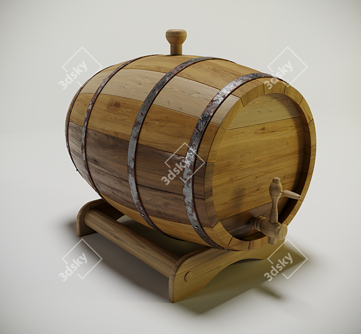 Wooden Barrel - Rustic Charm 3D model image 1