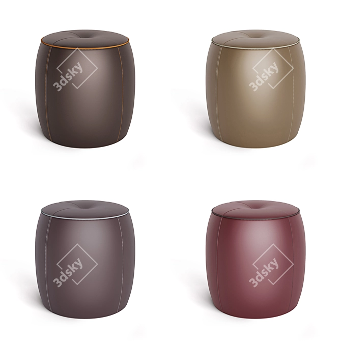 Jellybean Leather Pouffe - 4 Color Options 3D model image 1