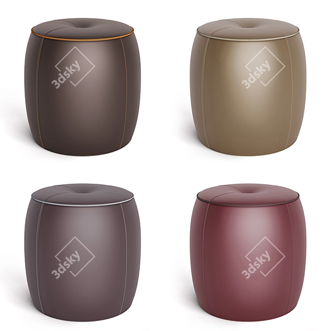 Jellybean Leather Pouffe - 4 Color Options 3D model image 14