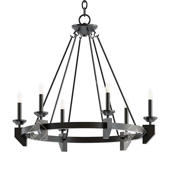 Cruz Iron & Wood Chandelier 3D model image 1