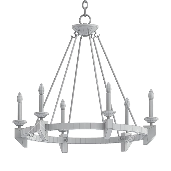 Cruz Iron & Wood Chandelier 3D model image 2