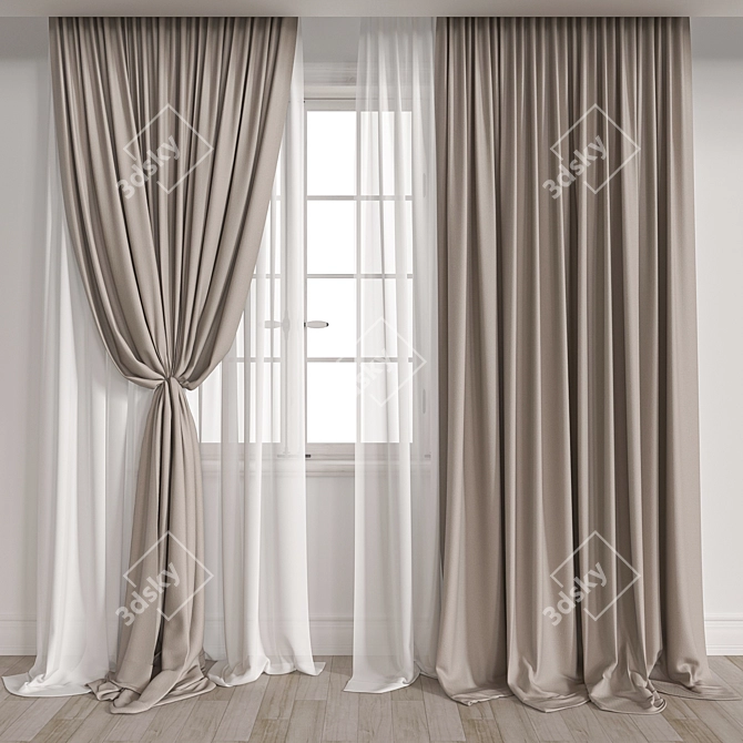 Elegant Vray Corona Curtain 3D model image 1