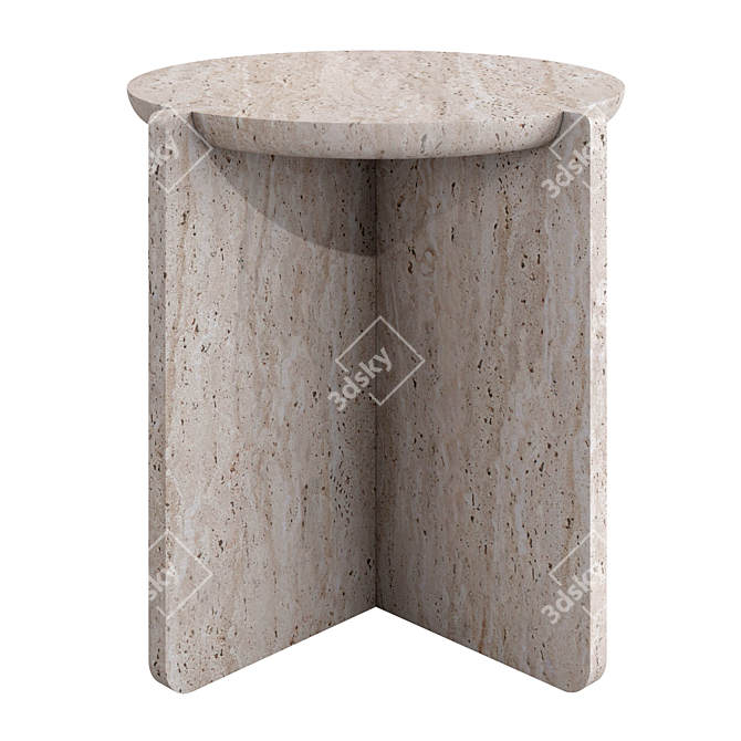 Elevate your space with the Notch Travertine Side Table 3D model image 2