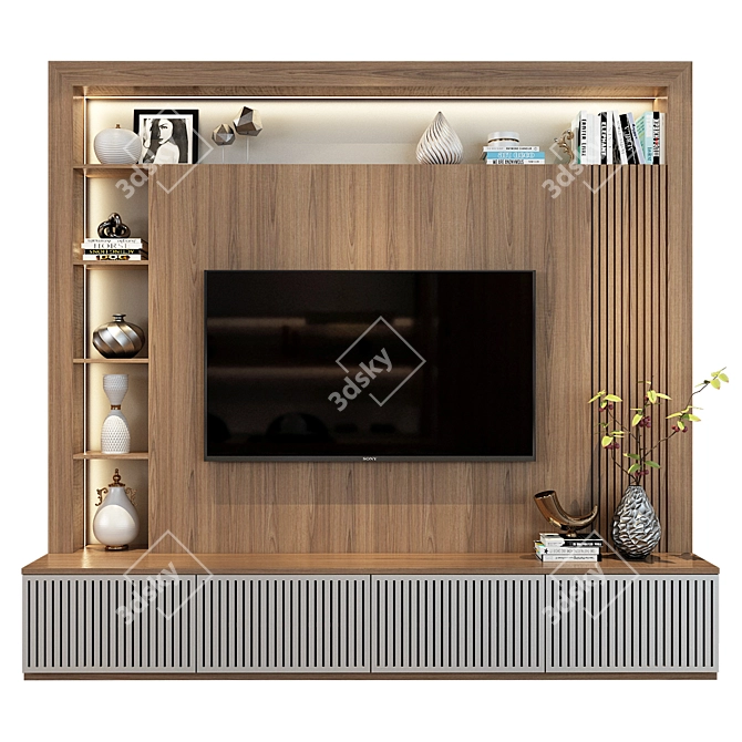  Modern TV Wall Set 102: Stylish & Versatile Design 3D model image 1