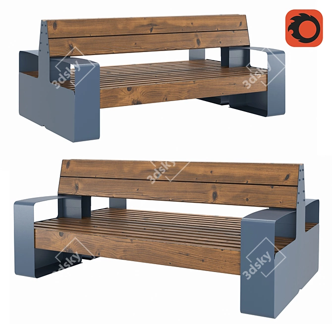 Coastal Double Bench 3D model image 1