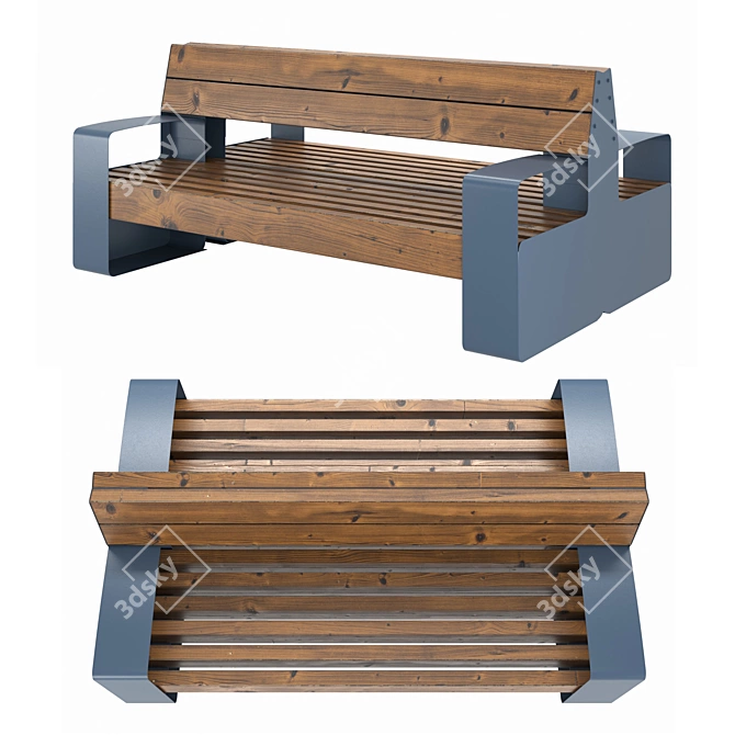 Coastal Double Bench 3D model image 2
