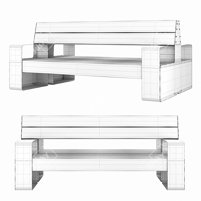 Coastal Double Bench 3D model image 4