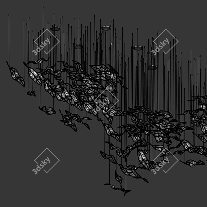 Modern Glass Metal Chandelier 3D model image 3