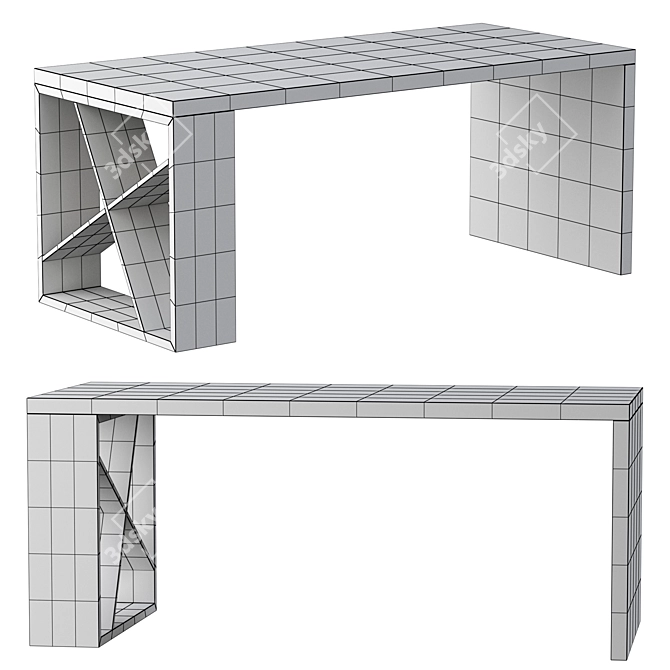 Modern J Table with Sleek Design 3D model image 2
