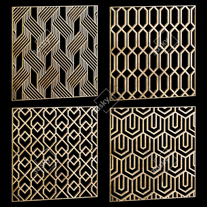 Square Decorative Panels Set 3D model image 1