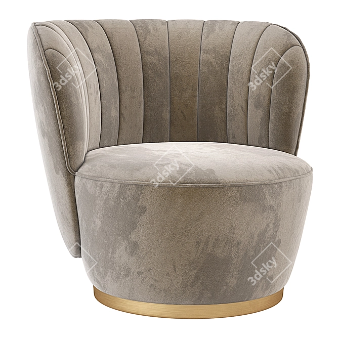 Elegant Pearl Velvet Armchair 3D model image 1