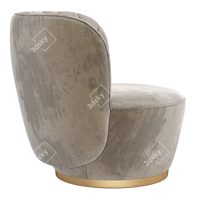 Elegant Pearl Velvet Armchair 3D model image 3