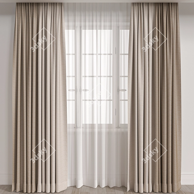 Elegant Drapery with 46k Polys 3D model image 1