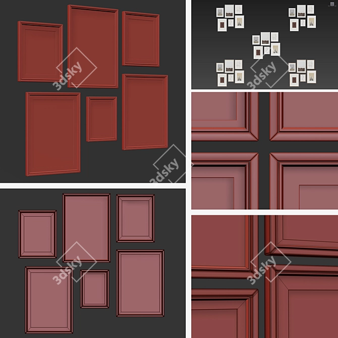 Modern Wood Picture Frames Set 3D model image 6