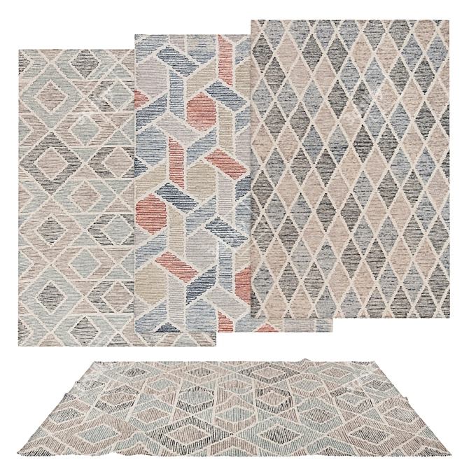 Versatile 6-Piece Rug Set 3D model image 1