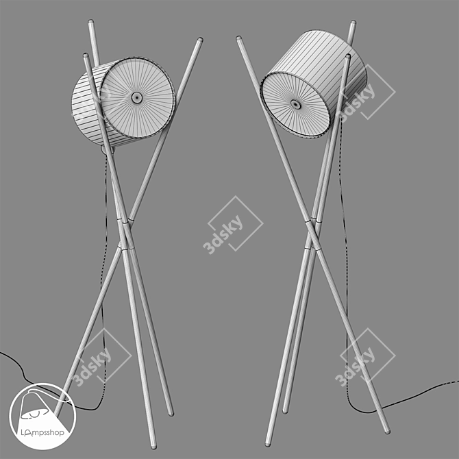 Elegant Spooly Floor Lamp 3D model image 2